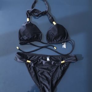Vix solid black/gold Bia bikini set